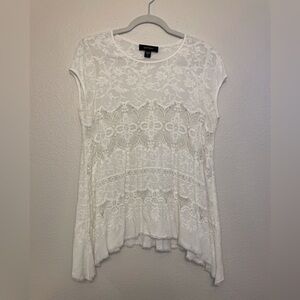 Karen Kane Boho White‎ Floral Lace Details Top Size S